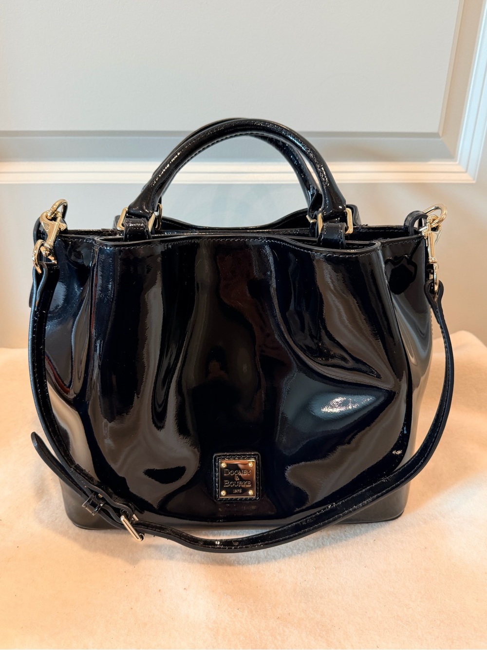 Dooney & Bourke Black Patent Leather Shoulder Bag